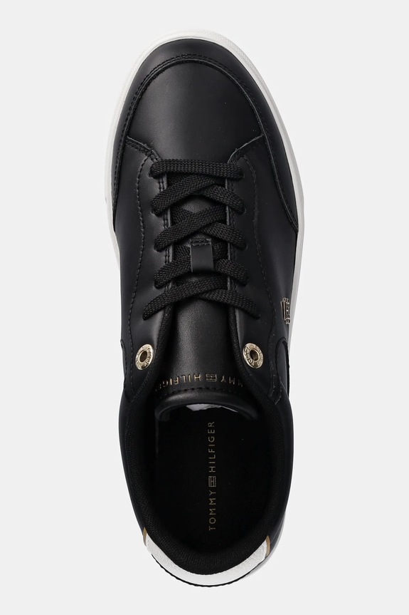 Kožené sneakers boty Tommy Hilfiger ESSENTIAL CHIC COURT SNEAKER černá FW0FW08322