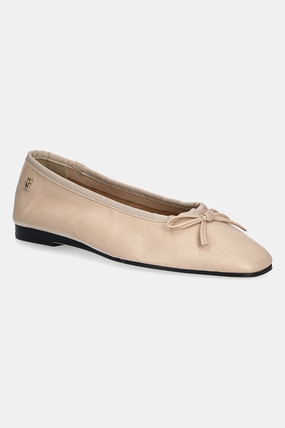 Кожени балеринки Tommy Hilfiger BALLERINA SOFT LEATHER бежов FW0FW08355