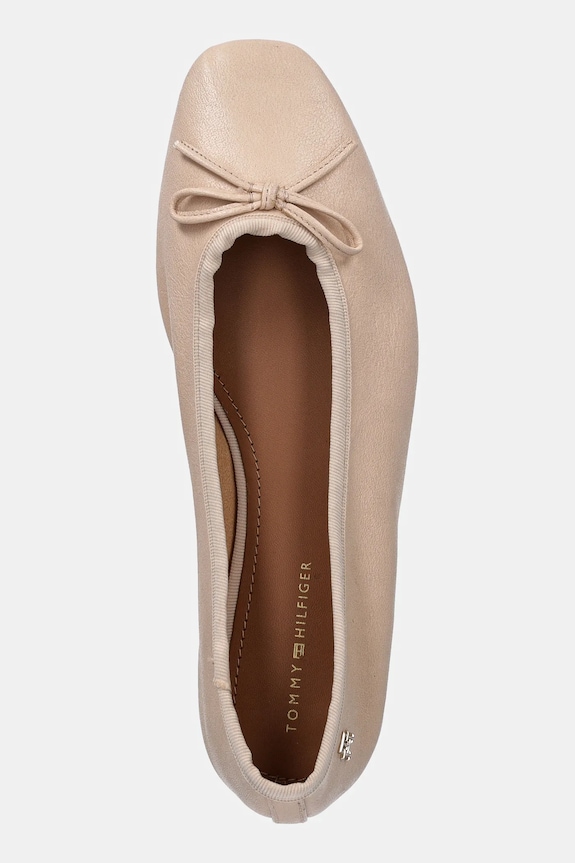Кожени балеринки Tommy Hilfiger BALLERINA SOFT LEATHER бежов FW0FW08355