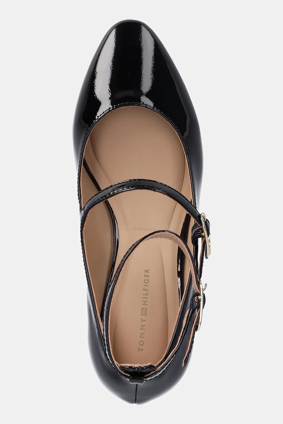 Kožne salonke Tommy Hilfiger PUMP DOUBLE STRAP PATENT LEATHER crna FW0FW08566