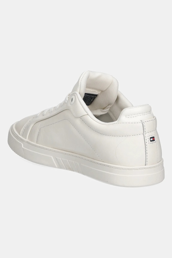 Boty Kožené sneakers boty Tommy Hilfiger WOMENS ICON COURT SNEAKER FLAG FW0FW08327 béžová