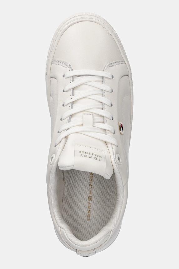 Kožené sneakers boty Tommy Hilfiger WOMENS ICON COURT SNEAKER FLAG béžová FW0FW08327