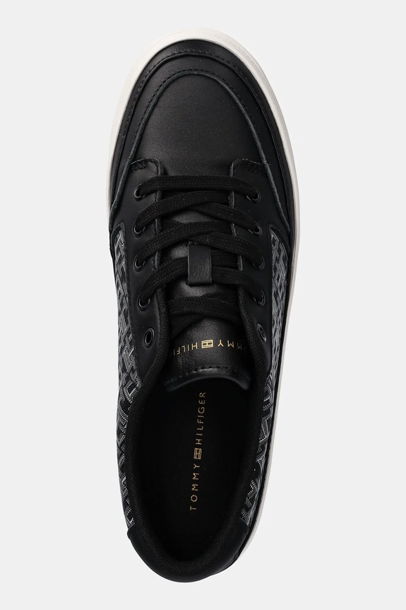 Δερμάτινα sneakers Tommy Hilfiger VULC LEATHER SNEAKER MONOGRAM μαύρο FW0FW08331