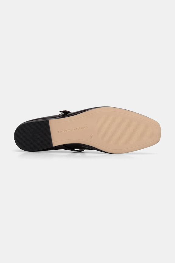 Tommy Hilfiger bőr balerina cipő BALLERINA MARYJANE PATENT FW0FW08577 burgundia