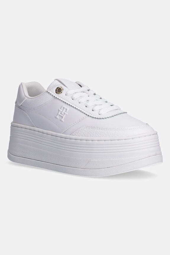 Tommy Hilfiger sportcipő PLATFORM LUX COURT SNEAKER nappa bőr fehér FW0FW08379