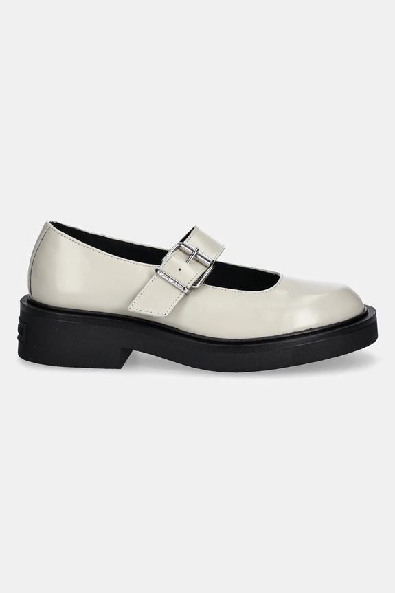 Tommy Jeans scarpe in pelle TJW MARY JANE SHOE EN0EN02723 beige SS25