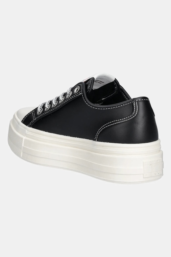 Cipők Tommy Jeans bőr tornacipő TJW FOXING VULC LC LEATHER EN0EN02714 fekete