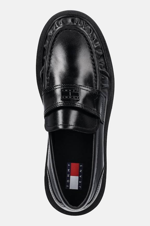 Kožené mokasíny Tommy Jeans TJW ORIGIN LOAFER černá EN0EN02708