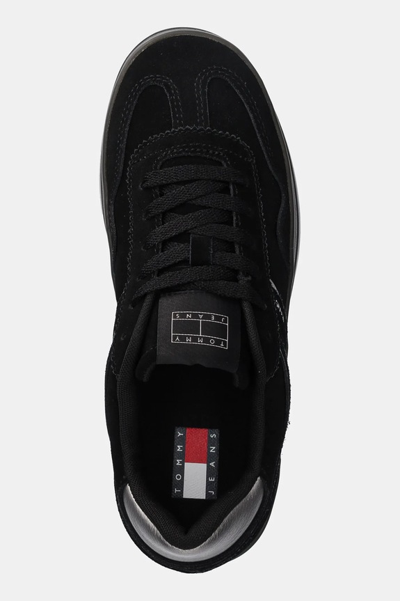 Semišové sneakers boty Tommy Jeans THE GREENWICH FLATFORM ELEVATED černá EN0EN02676