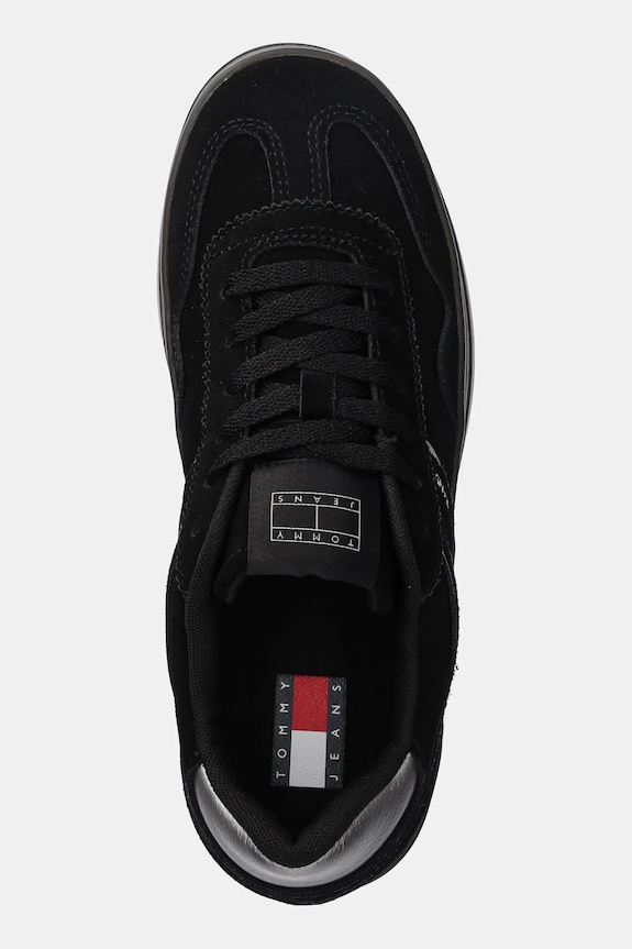 Semišové sneakers boty Tommy Jeans THE GREENWICH FLATFORM ELEVATED černá EN0EN02676