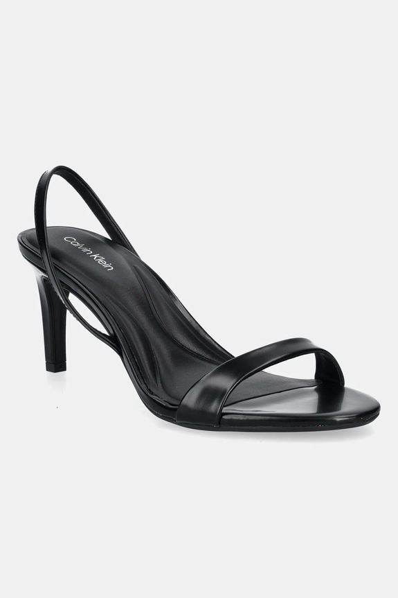 Kožené sandály Calvin Klein HEEL D'ORSAY SANDAL 70 - BRUSH L přírodní kůže černá HW0HW02265