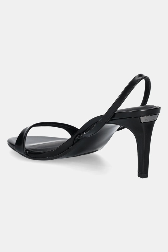 Boty Kožené sandály Calvin Klein HEEL D'ORSAY SANDAL 70 - BRUSH L HW0HW02265 černá