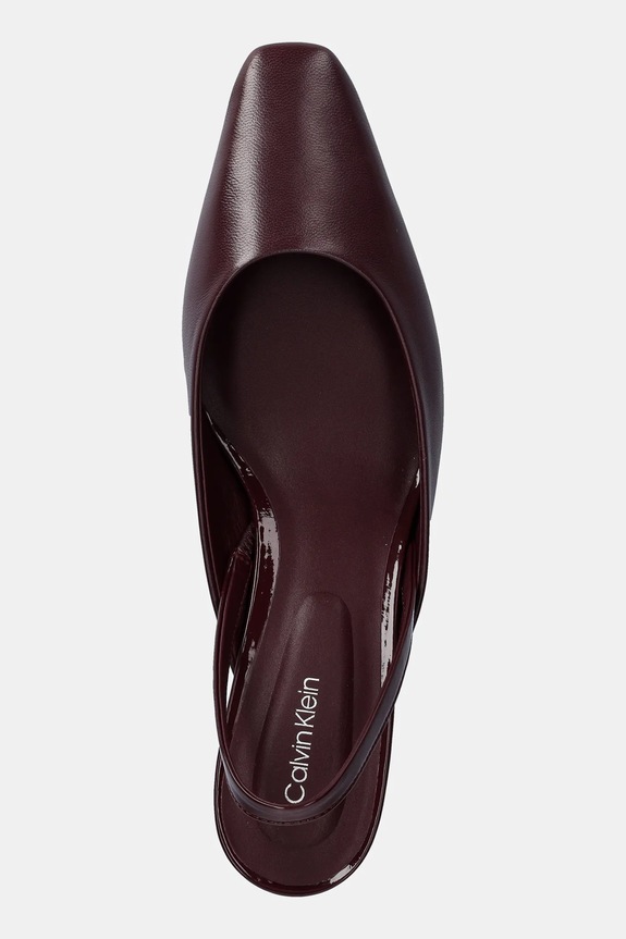 Δερμάτινες γόβες Calvin Klein HEEL SLING PUMP 50 - LTH μπορντό HW0HW02267