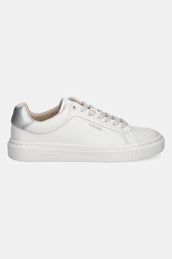 Calvin Klein sneakers din piele CUPSOLE LACE UP W/ML - LTH HW0HW02288 alb SS25