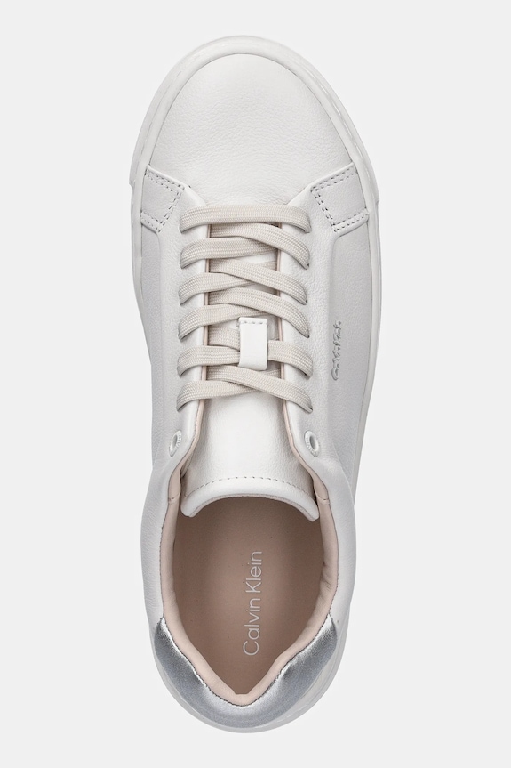 Calvin Klein sneakers din piele CUPSOLE LACE UP W/ML - LTH alb HW0HW02288