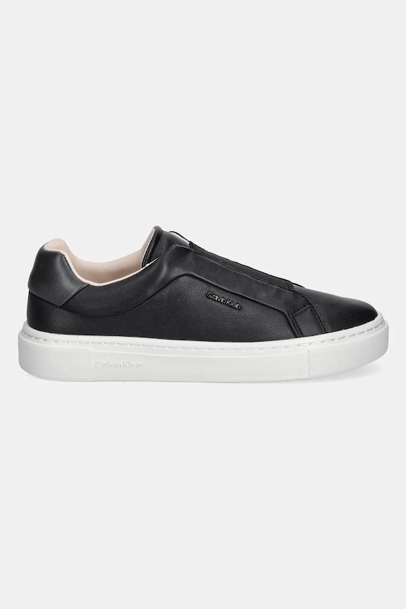 Calvin Klein sneakersy skórzane CUPSOLE SLIP ON W/ML - LTH HW0HW02289 czarny SS25