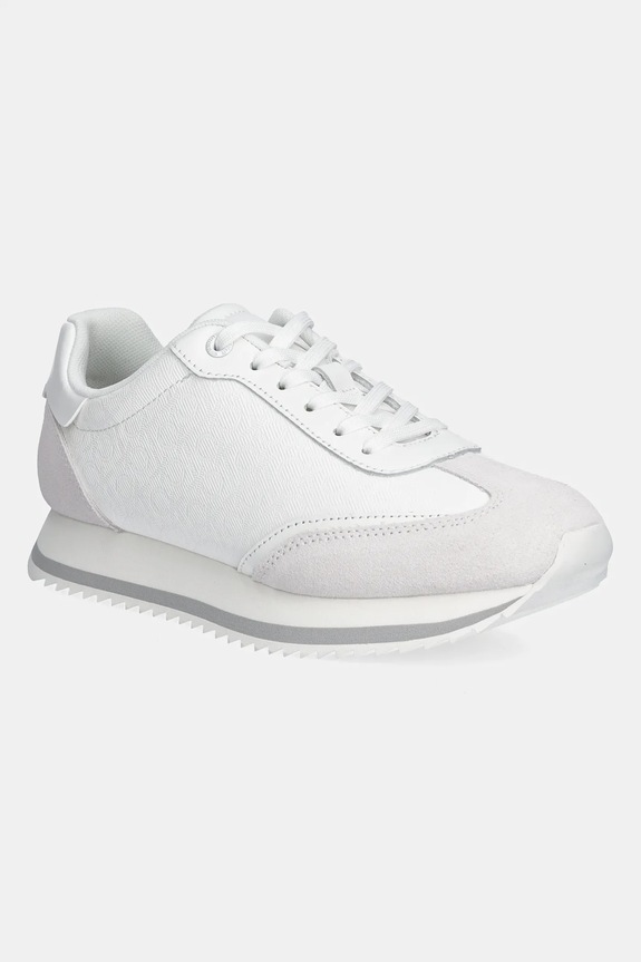 Calvin Klein sneakers RUNNER LACE UP - MONO MIX sintetic alb HW0HW02294