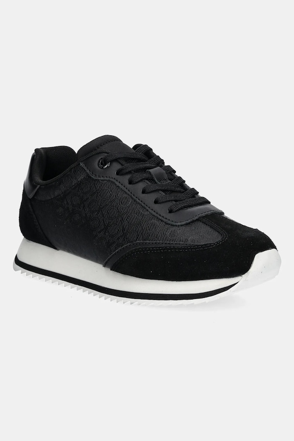 Sneakers boty Calvin Klein RUNNER LACE UP - MONO MIX semišová kůže černá HW0HW02294