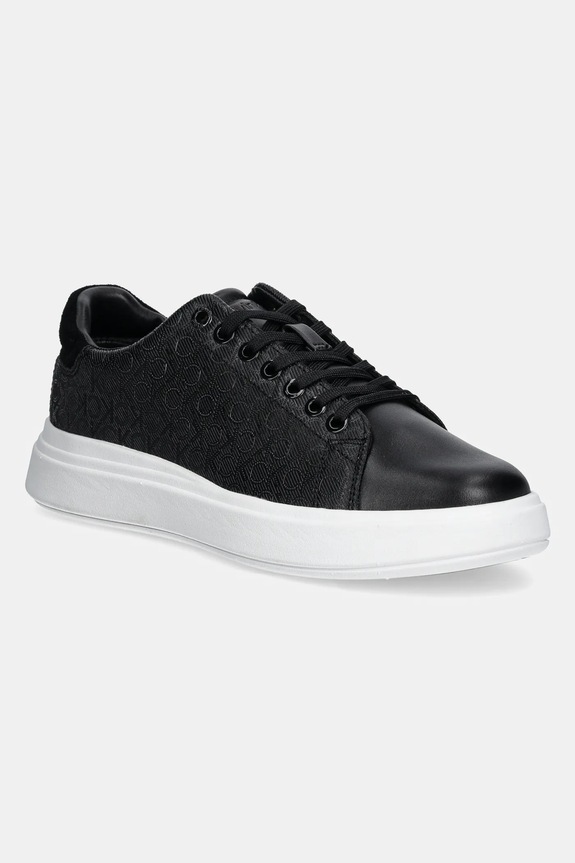 Sneakers Calvin Klein CUPSOLE LACE UP MONO απομίμηση λείου δέρματος μαύρο HW0HW02445