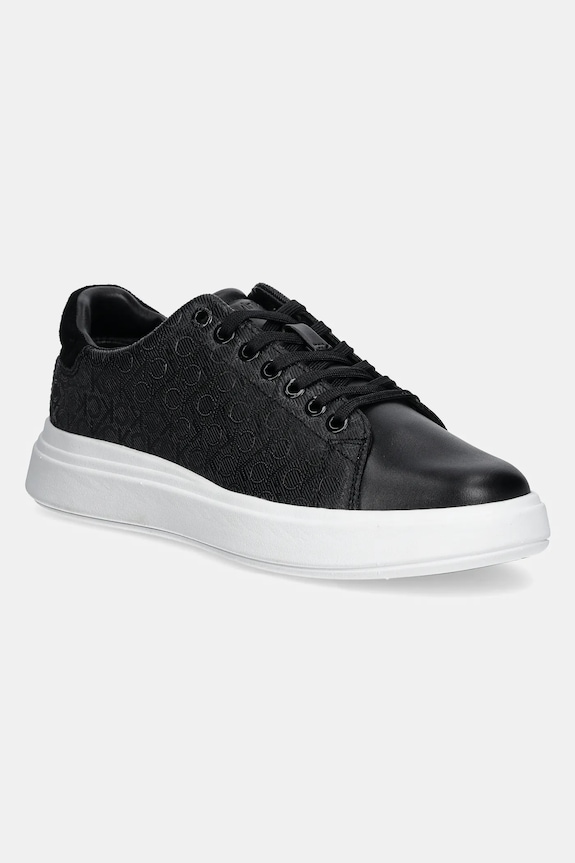 Sneakers Calvin Klein CUPSOLE LACE UP MONO απομίμηση λείου δέρματος μαύρο HW0HW02445