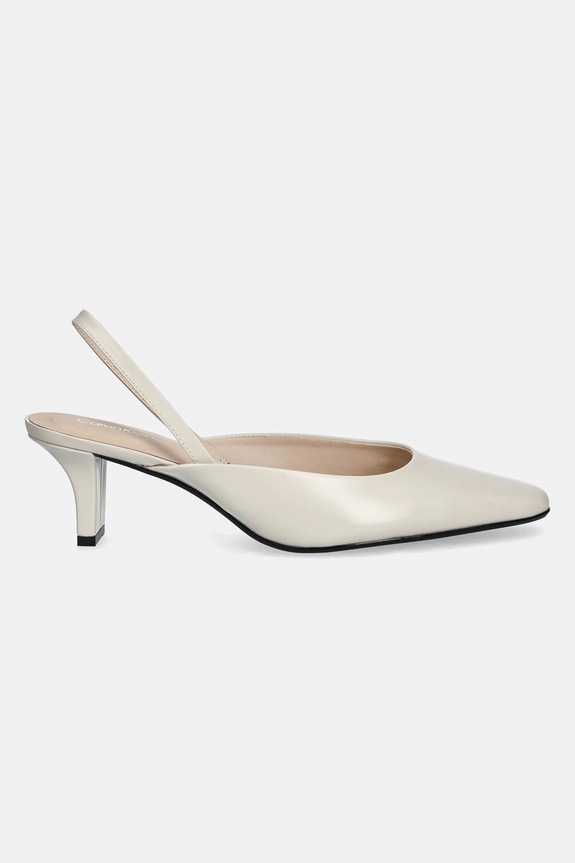 Kožené lodičky Calvin Klein HEEL SLING PUMP 50 - BRS HW0HW02448 béžová SS25
