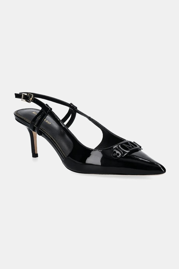 Usnjene visoke pete Marciano by Guess Ozka črna 5RGZ15.7287A.JBLK