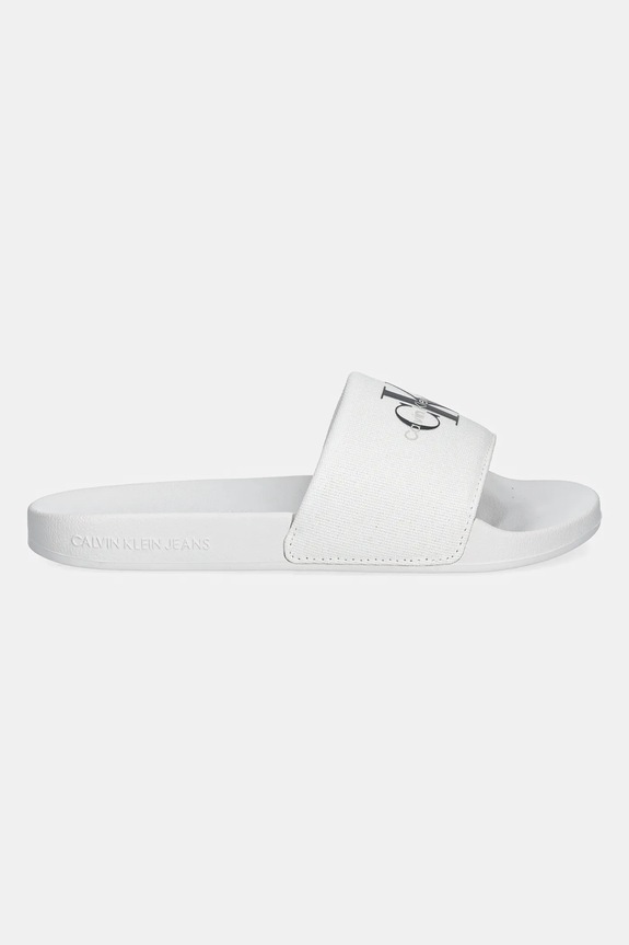 Pantofle Calvin Klein Jeans SLIDE MONOGRAM WMNS YW0YW01835 bílá SS25