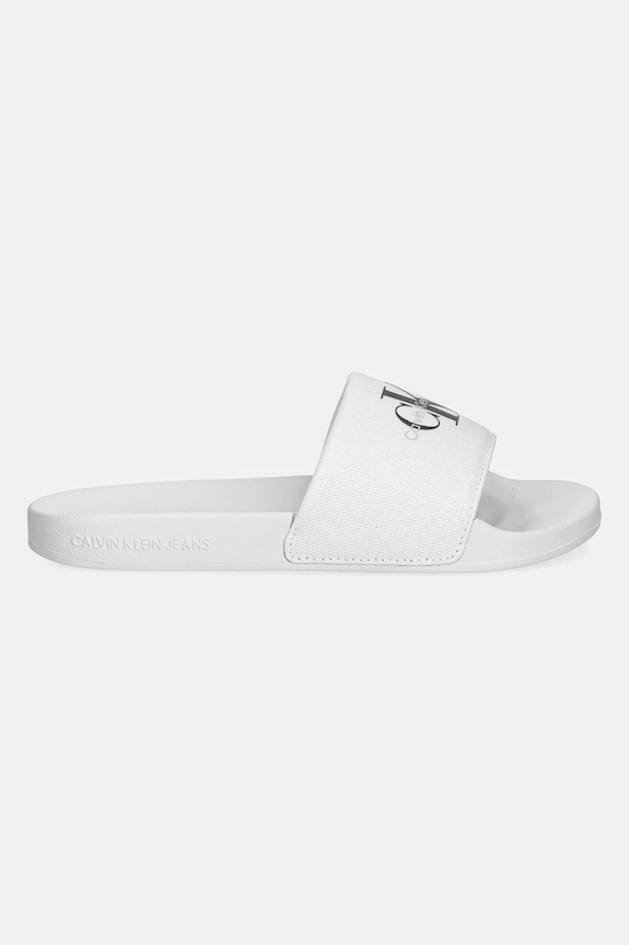 Pantofle Calvin Klein Jeans SLIDE MONOGRAM WMNS YW0YW01835 bílá SS25