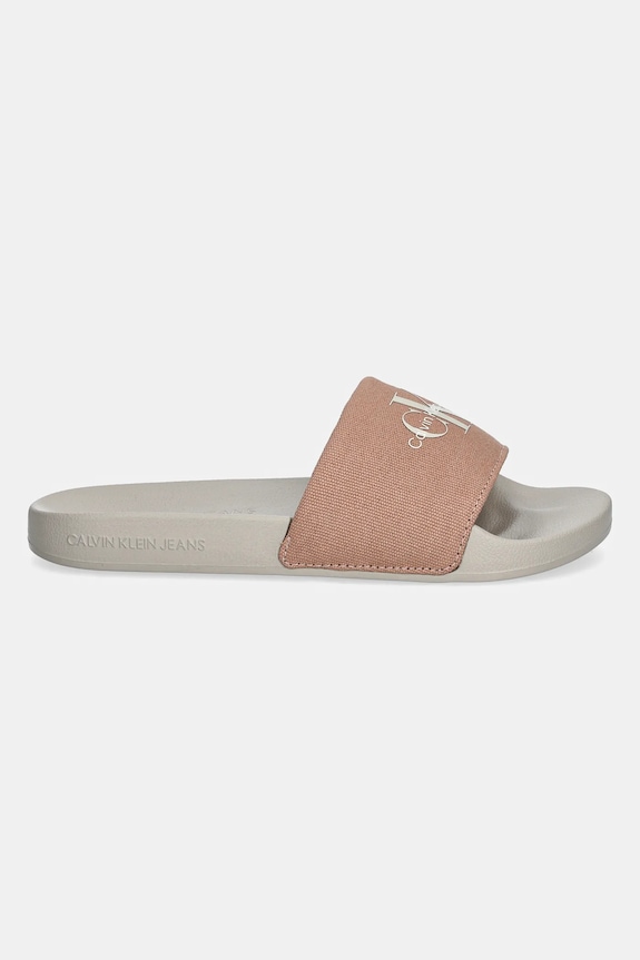 Calvin Klein Jeans klapki SLIDE MONOGRAM WMNS YW0YW01835 beżowy SS25