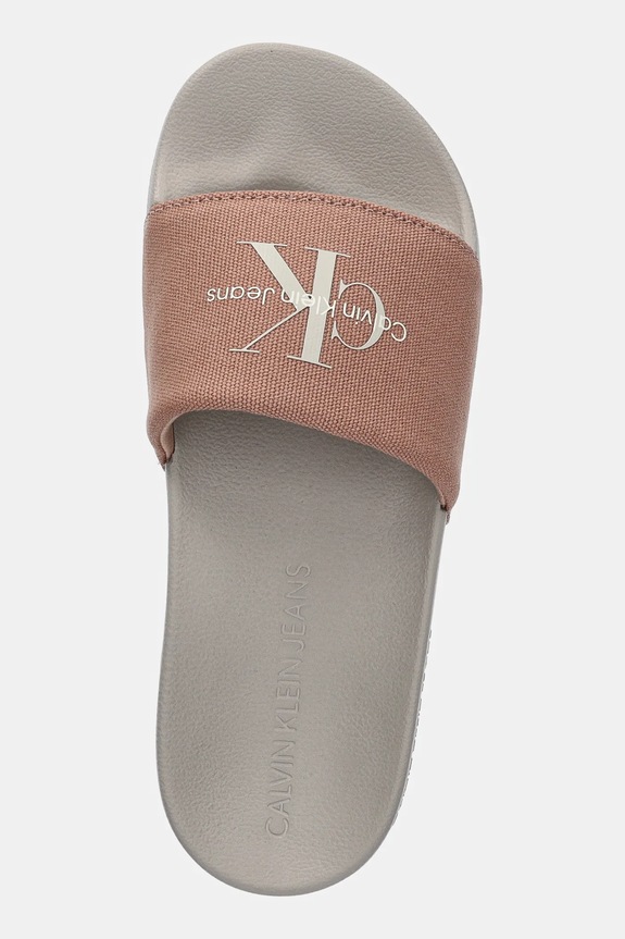 Calvin Klein Jeans klapki SLIDE MONOGRAM WMNS beżowy YW0YW01835
