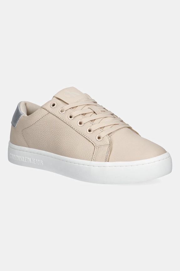 Calvin Klein Jeans sneakersy skórzane CLASSIC CUPSOLE LOW OHB płaska beżowy YW0YW01799