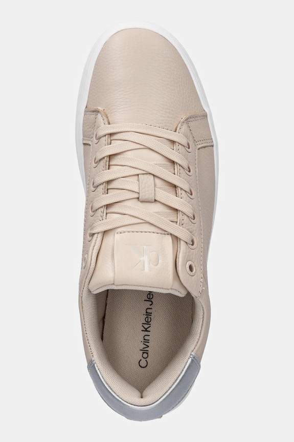 Calvin Klein Jeans sneakersy skórzane CLASSIC CUPSOLE LOW OHB beżowy YW0YW01799