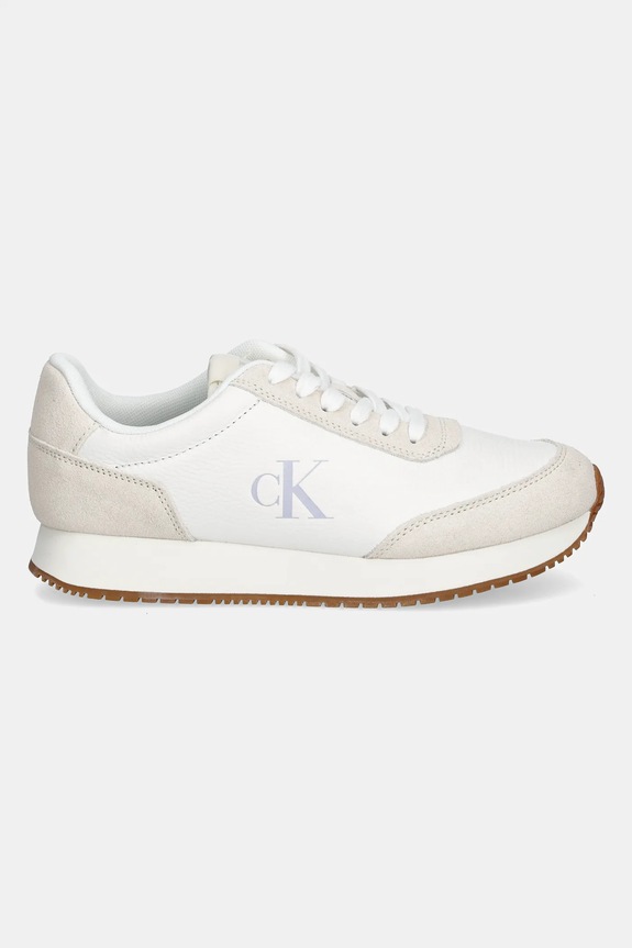 Calvin Klein Jeans sneakersy skórzane RUNNER LACEUP LOW MIX MG YW0YW01798 biały SS25