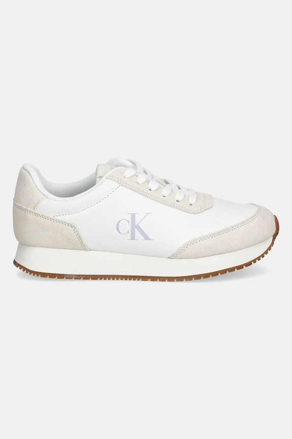 Calvin Klein Jeans sneakersy skórzane RUNNER LACEUP LOW MIX MG YW0YW01798 biały SS25