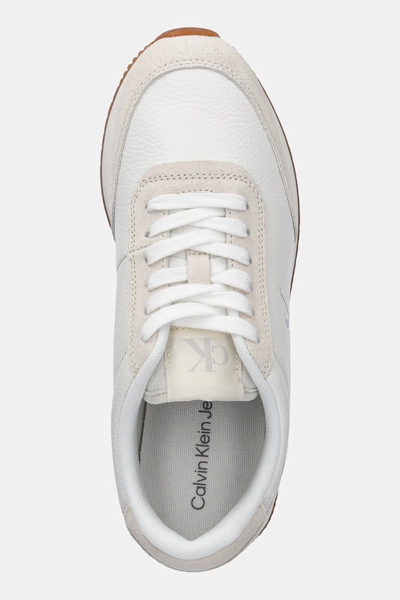 Calvin Klein Jeans sneakersy skórzane RUNNER LACEUP LOW MIX MG biały YW0YW01798