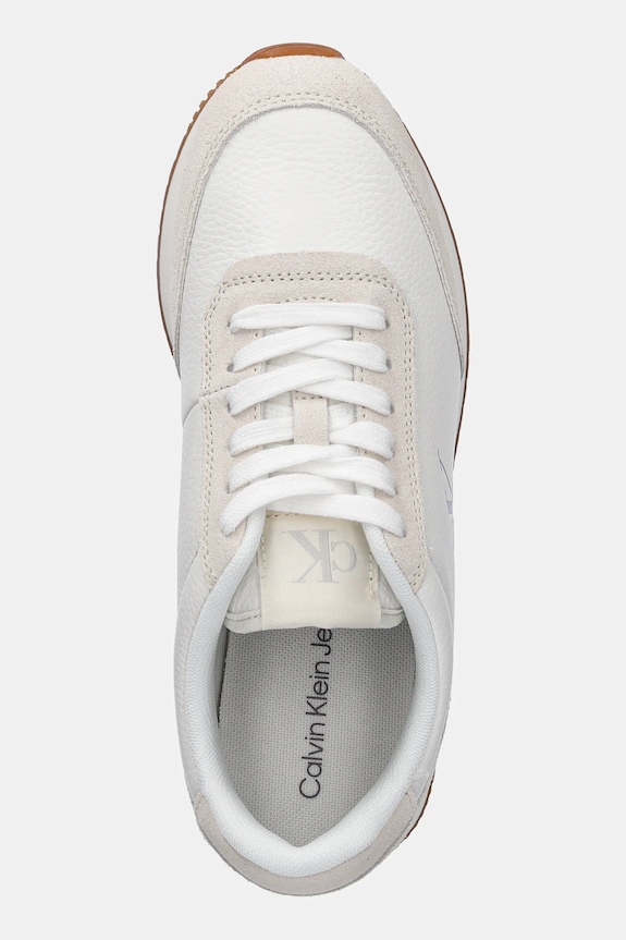 Calvin Klein Jeans sneakersy skórzane RUNNER LACEUP LOW MIX MG biały YW0YW01798
