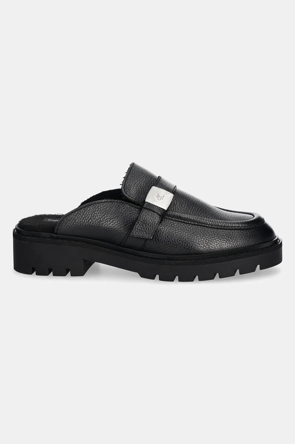 Kožené šľapky Calvin Klein Jeans FLATFORM SLIPON MG LTH YW0YW01655 čierna SS25