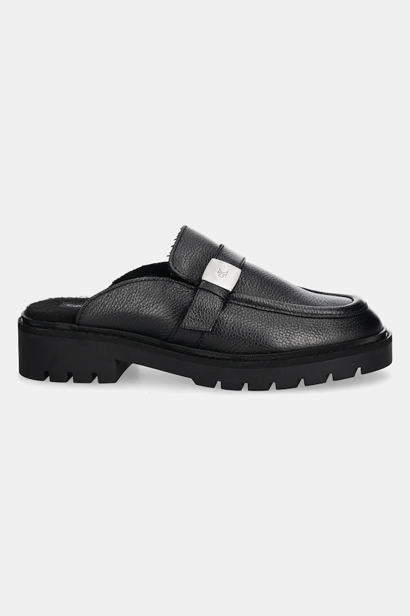 Kožené šľapky Calvin Klein Jeans FLATFORM SLIPON MG LTH YW0YW01655 čierna SS25