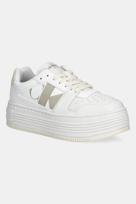 Tenisky Calvin Klein Jeans BOLD FLATF LOW LACEUP MIX NBS usňová koža biela YW0YW01641