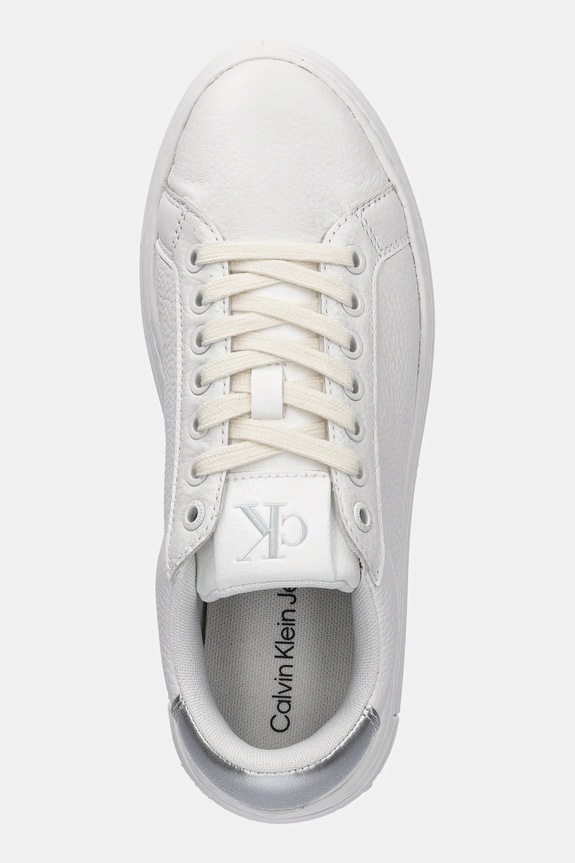 Calvin Klein Jeans sneakersy skórzane BOLD FLATF LOW MIX OHB biały YW0YW01632