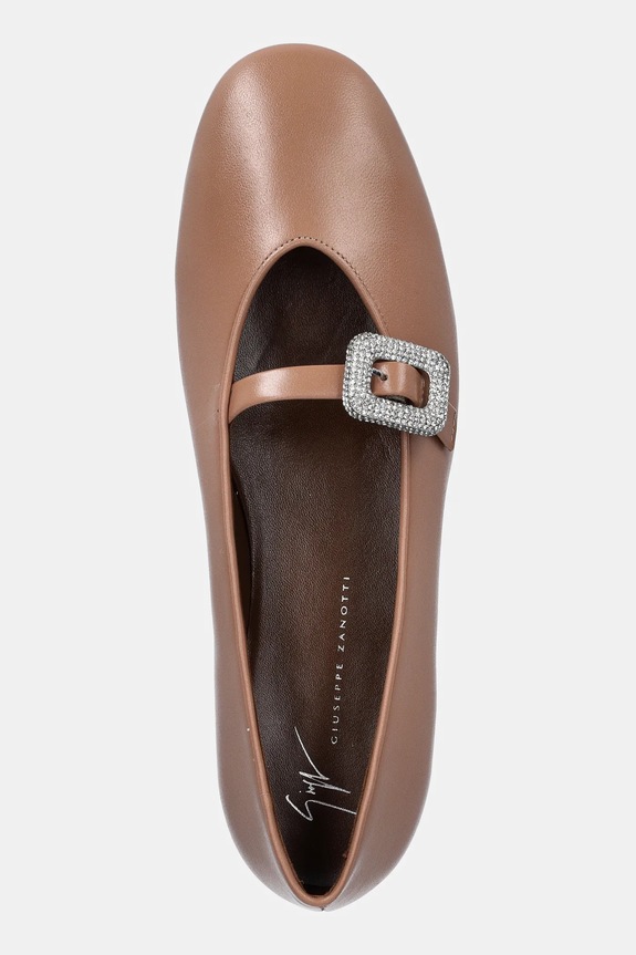 Δερμάτινες μπαλαρίνες Giuseppe Zanotti Amanda καφέ E560012.002