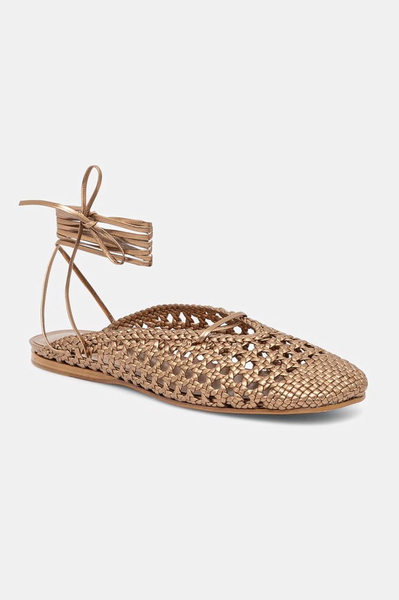 Usnjene balerinke Forte Forte Odprta peta zlata 13691.F47A.3068