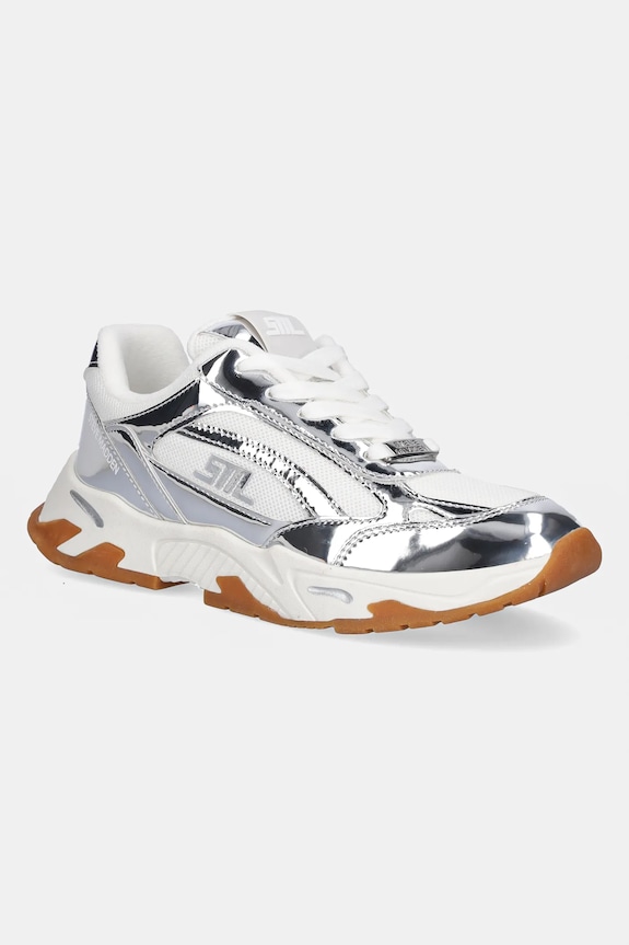 Sneakers Steve Madden Sneak Peak-E απομίμηση λείου δέρματος ασημί SM19000129.751