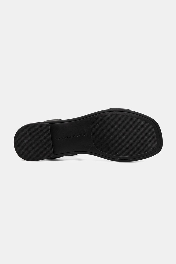 Tommy Hilfiger bőr szandál ANKLE STRAP LEATHER SANDAL FW0FW08422 fekete