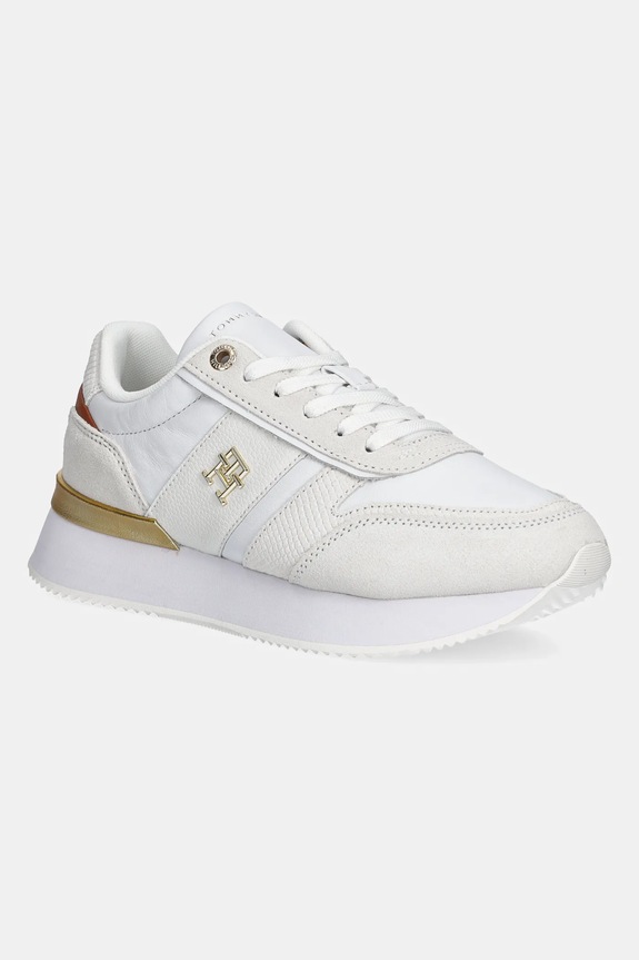 Kožne tenisice Tommy Hilfiger TH FASHION RUNNER brušena koža bijela FW0FW08475