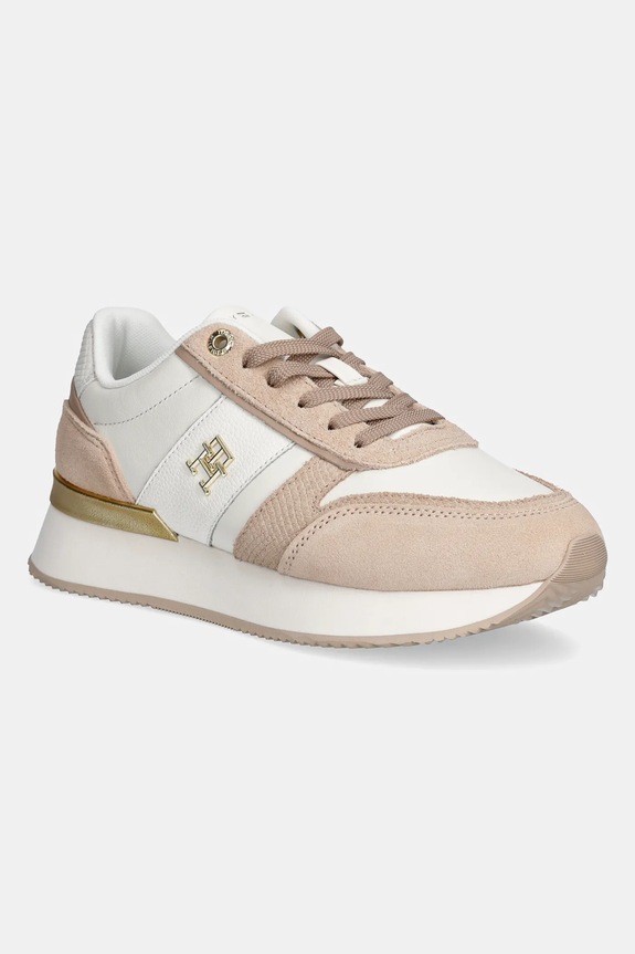 Kožené sneakers boty Tommy Hilfiger TH FASHION RUNNER přírodní kůže oranžová FW0FW08475
