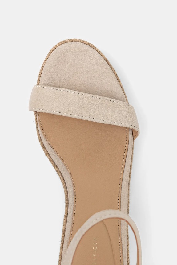 Tommy Hilfiger sandały zamszowe SUEDE ANKLE MID WEDGE ESPADRILLE beżowy FW0FW08479