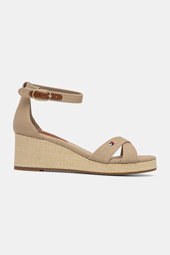 Tommy Hilfiger sandale FLAG CRISS-CROS MID WEDGE ESPAD FW0FW08481 bej SS25