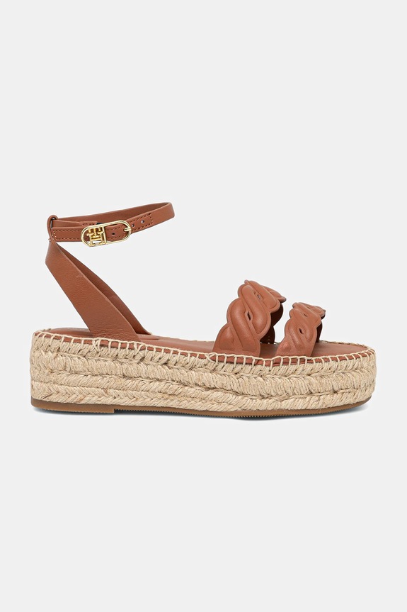 Tommy Hilfiger sandale de piele LEATHER ROPE REAL ESPAD SANDAL FW0FW08496 maro SS25