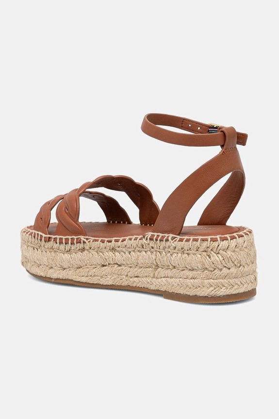 Încălțăminte Tommy Hilfiger sandale de piele LEATHER ROPE REAL ESPAD SANDAL FW0FW08496 maro